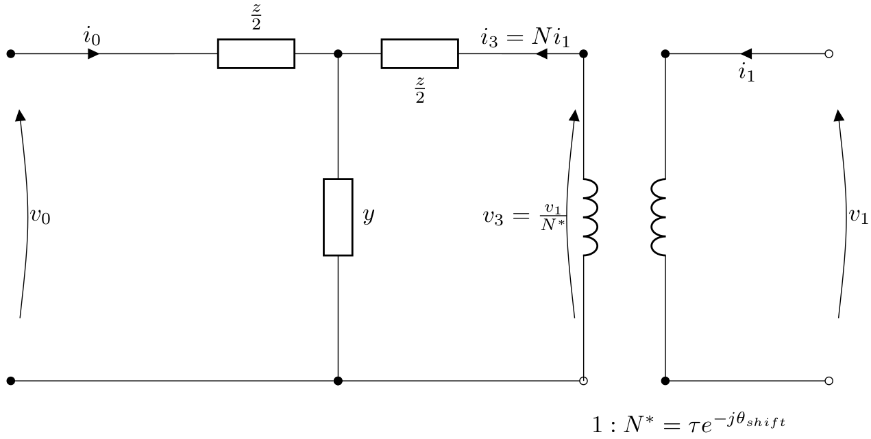 Transformer T equivalent model (tap LV)